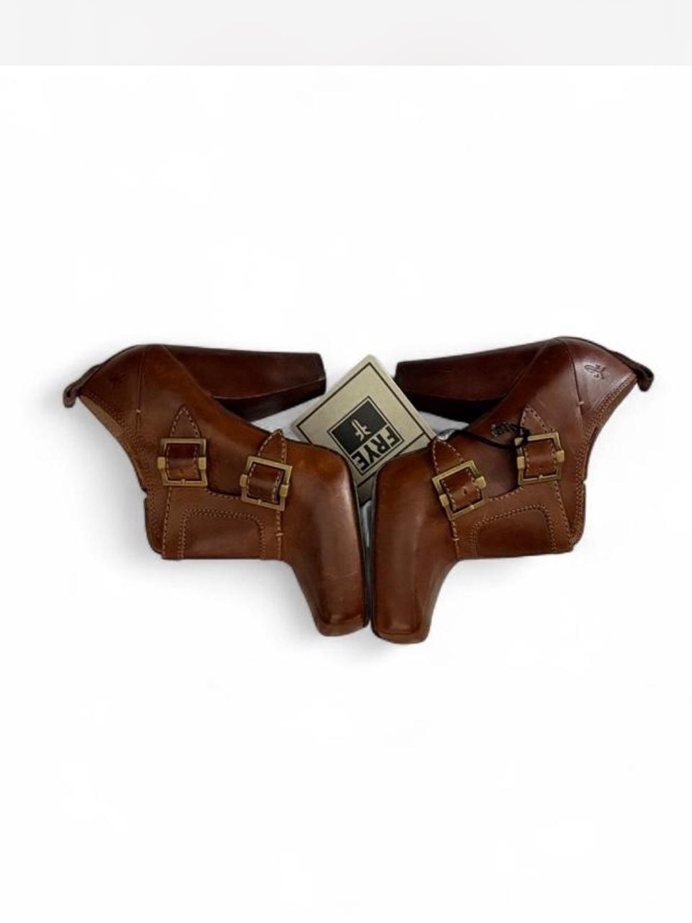 Frye Brown Leather Double-Buckle Ankle Boots - Picture 3 of 8